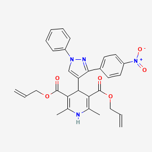 3,5-bis(prop-2-en-1-yl) 2,6-dimethyl-4-[3-(4-nitrophenyl)-1-phenyl-1H-pyrazol-4-yl]-1,4-dihydropyridine-3,5-dicarboxylate