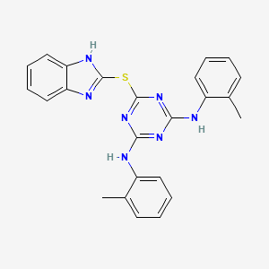 molecular formula C24H21N7S B11622387 6-(1H-benzimidazol-2-ylsulfanyl)-N,N'-bis(2-methylphenyl)-1,3,5-triazine-2,4-diamine 