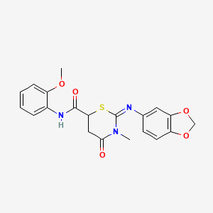 (2Z)-2-(1,3-benzodioxol-5-ylimino)-N-(2-methoxyphenyl)-3-methyl-4-oxo-1,3-thiazinane-6-carboxamide