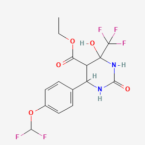 molecular formula C15H15F5N2O5 B11622420 Ethyl 6-[4-(difluoromethoxy)phenyl]-4-hydroxy-2-oxo-4-(trifluoromethyl)-1,3-diazinane-5-carboxylate 