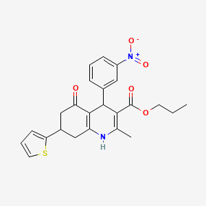 Propyl 2-methyl-4-(3-nitrophenyl)-5-oxo-7-(thiophen-2-yl)-1,4,5,6,7,8-hexahydroquinoline-3-carboxylate