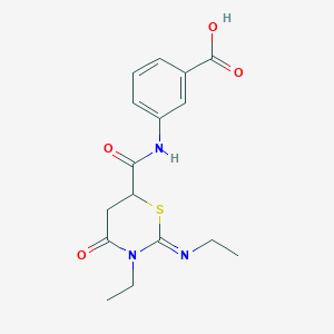 molecular formula C16H19N3O4S B11622468 3-({3-Ethyl-2-[(Z)-ethylimino]-4-oxo-[1,3]thiazinane-6-carbonyl}-amino)-benzoic acid 