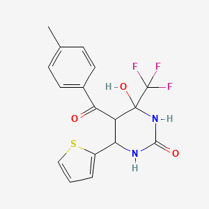 molecular formula C17H15F3N2O3S B11622477 4-hydroxy-5-(4-methylbenzoyl)-6-thien-2-yl-4-(trifluoromethyl)tetrahydropyrimidin-2(1H)-one 