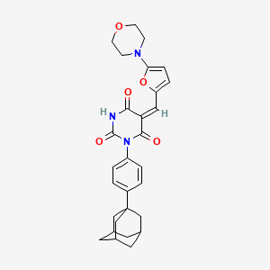 molecular formula C29H31N3O5 B11622502 (5E)-1-[4-(Adamantan-1-YL)phenyl]-5-{[5-(morpholin-4-YL)furan-2-YL]methylidene}-1,3-diazinane-2,4,6-trione 