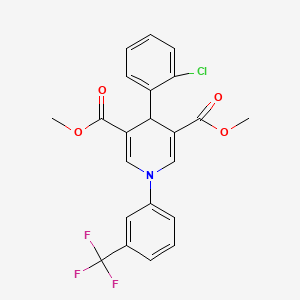 molecular formula C22H17ClF3NO4 B11622518 Dimethyl 4-(2-chlorophenyl)-1-[3-(trifluoromethyl)phenyl]-1,4-dihydropyridine-3,5-dicarboxylate 