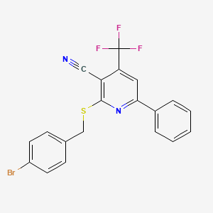 molecular formula C20H12BrF3N2S B11622533 2-[(4-Bromobenzyl)sulfanyl]-6-phenyl-4-(trifluoromethyl)pyridine-3-carbonitrile 