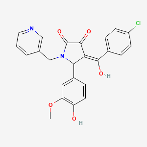 molecular formula C24H19ClN2O5 B11622585 4-[(4-chlorophenyl)carbonyl]-3-hydroxy-5-(4-hydroxy-3-methoxyphenyl)-1-(pyridin-3-ylmethyl)-1,5-dihydro-2H-pyrrol-2-one 