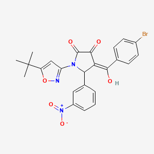 molecular formula C24H20BrN3O6 B11622589 (4E)-4-[(4-bromophenyl)(hydroxy)methylidene]-1-(5-tert-butyl-1,2-oxazol-3-yl)-5-(3-nitrophenyl)pyrrolidine-2,3-dione 