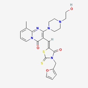 3-{(Z)-[3-(2-furylmethyl)-4-oxo-2-thioxo-1,3-thiazolidin-5-ylidene]methyl}-2-[4-(2-hydroxyethyl)-1-piperazinyl]-9-methyl-4H-pyrido[1,2-a]pyrimidin-4-one