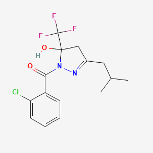 molecular formula C15H16ClF3N2O2 B11622616 (2-chlorophenyl)[5-hydroxy-3-(2-methylpropyl)-5-(trifluoromethyl)-4,5-dihydro-1H-pyrazol-1-yl]methanone 