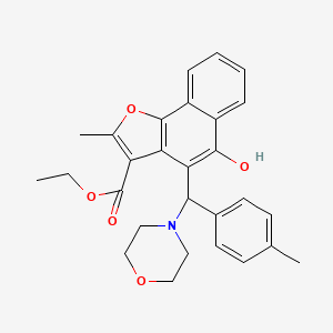 molecular formula C28H29NO5 B11622620 Ethyl 5-hydroxy-2-methyl-4-[(4-methylphenyl)(morpholin-4-yl)methyl]naphtho[1,2-b]furan-3-carboxylate 