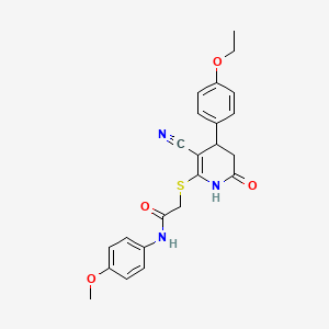 molecular formula C23H23N3O4S B11622623 2-{[3-cyano-4-(4-ethoxyphenyl)-6-oxo-1,4,5,6-tetrahydropyridin-2-yl]sulfanyl}-N-(4-methoxyphenyl)acetamide 