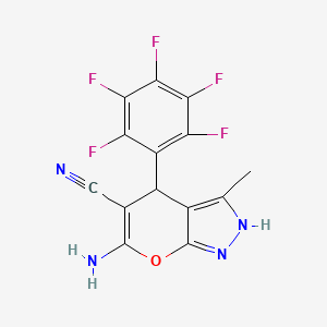 6-Amino-3-methyl-4-(pentafluorophenyl)-1,4-dihydropyrano[2,3-c]pyrazole-5-carbonitrile