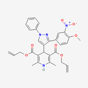 3,5-bis(prop-2-en-1-yl) 4-[3-(4-methoxy-3-nitrophenyl)-1-phenyl-1H-pyrazol-4-yl]-2,6-dimethyl-1,4-dihydropyridine-3,5-dicarboxylate