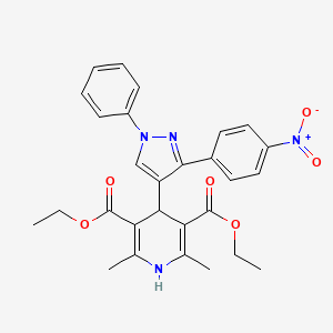 Diethyl 2,6-dimethyl-4-[3-(4-nitrophenyl)-1-phenyl-pyrazol-4-yl]-1,4-dihydropyridine-3,5-dicarboxylate