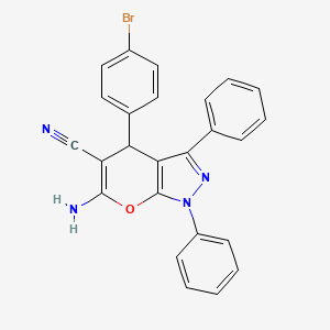 molecular formula C25H17BrN4O B11622723 6-Amino-4-(4-bromophenyl)-1,3-diphenyl-1,4-dihydropyrano[2,3-c]pyrazole-5-carbonitrile 