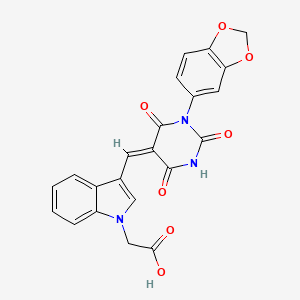 (3-{(E)-[1-(1,3-benzodioxol-5-yl)-2,4,6-trioxotetrahydropyrimidin-5(2H)-ylidene]methyl}-1H-indol-1-yl)acetic acid