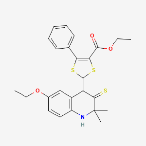 ethyl (2Z)-2-(6-ethoxy-2,2-dimethyl-3-thioxo-2,3-dihydroquinolin-4(1H)-ylidene)-5-phenyl-1,3-dithiole-4-carboxylate