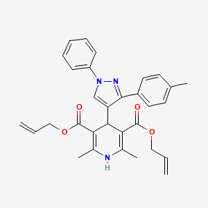 molecular formula C31H31N3O4 B11622771 diallyl 2,6-dimethyl-4-[3-(4-methylphenyl)-1-phenyl-1H-pyrazol-4-yl]-1,4-dihydro-3,5-pyridinedicarboxylate 