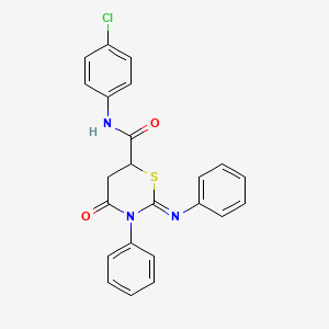 (2Z)-N-(4-chlorophenyl)-4-oxo-3-phenyl-2-(phenylimino)-1,3-thiazinane-6-carboxamide