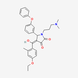 molecular formula C31H34N2O5 B11622799 1-[3-(dimethylamino)propyl]-4-[(4-ethoxy-2-methylphenyl)carbonyl]-3-hydroxy-5-(3-phenoxyphenyl)-1,5-dihydro-2H-pyrrol-2-one 