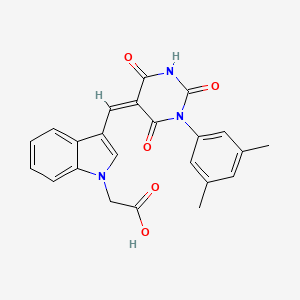 molecular formula C23H19N3O5 B11622802 (3-{(Z)-[1-(3,5-dimethylphenyl)-2,4,6-trioxotetrahydropyrimidin-5(2H)-ylidene]methyl}-1H-indol-1-yl)acetic acid 