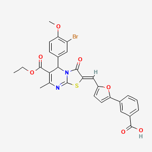 3-(5-{(Z)-[5-(3-bromo-4-methoxyphenyl)-6-(ethoxycarbonyl)-7-methyl-3-oxo-5H-[1,3]thiazolo[3,2-a]pyrimidin-2(3H)-ylidene]methyl}furan-2-yl)benzoic acid