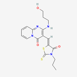 2-[(3-hydroxypropyl)amino]-3-[(Z)-(4-oxo-3-propyl-2-thioxo-1,3-thiazolidin-5-ylidene)methyl]-4H-pyrido[1,2-a]pyrimidin-4-one