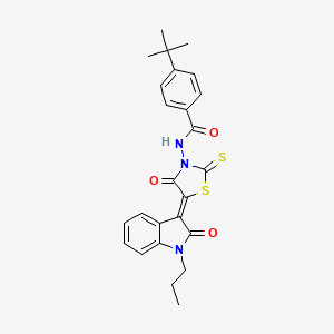 4-tert-butyl-N-[(5Z)-4-oxo-5-(2-oxo-1-propyl-1,2-dihydro-3H-indol-3-ylidene)-2-thioxo-1,3-thiazolidin-3-yl]benzamide