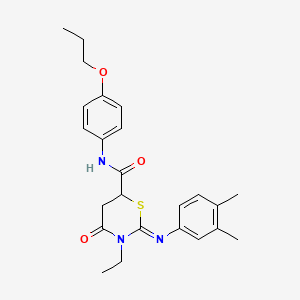 molecular formula C24H29N3O3S B11622859 (2Z)-2-[(3,4-dimethylphenyl)imino]-3-ethyl-4-oxo-N-(4-propoxyphenyl)-1,3-thiazinane-6-carboxamide 