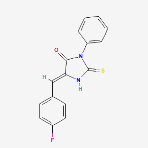 molecular formula C16H11FN2OS B11622876 (5Z)-5-[(4-fluorophenyl)methylidene]-3-phenyl-2-sulfanylideneimidazolidin-4-one 