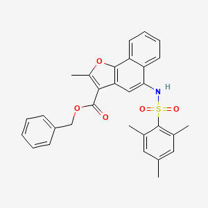 molecular formula C30H27NO5S B11622882 Benzyl 2-methyl-5-{[(2,4,6-trimethylphenyl)sulfonyl]amino}naphtho[1,2-b]furan-3-carboxylate 