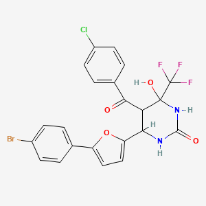 molecular formula C22H15BrClF3N2O4 B11622911 6-[5-(4-Bromophenyl)furan-2-yl]-5-(4-chlorobenzoyl)-4-hydroxy-4-(trifluoromethyl)-1,3-diazinan-2-one 