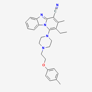 molecular formula C28H31N5O B11622923 2-Ethyl-3-methyl-1-{4-[2-(4-methylphenoxy)ethyl]-1-piperazinyl}pyrido[1,2-A]benzimidazole-4-carbonitrile 