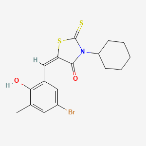 molecular formula C17H18BrNO2S2 B11622932 (5E)-5-(5-bromo-2-hydroxy-3-methylbenzylidene)-3-cyclohexyl-2-thioxo-1,3-thiazolidin-4-one 