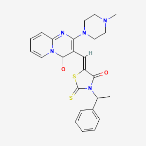 molecular formula C25H25N5O2S2 B11622941 2-(4-methyl-1-piperazinyl)-3-{(Z)-[4-oxo-3-(1-phenylethyl)-2-thioxo-1,3-thiazolidin-5-ylidene]methyl}-4H-pyrido[1,2-a]pyrimidin-4-one 