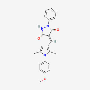 (4E)-4-{[1-(4-methoxyphenyl)-2,5-dimethyl-1H-pyrrol-3-yl]methylidene}-1-phenylpyrazolidine-3,5-dione