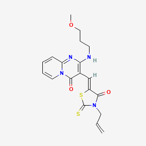 molecular formula C19H20N4O3S2 B11623015 3-[(Z)-(3-allyl-4-oxo-2-thioxo-1,3-thiazolidin-5-ylidene)methyl]-2-[(3-methoxypropyl)amino]-4H-pyrido[1,2-a]pyrimidin-4-one 