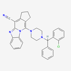 molecular formula C32H28ClN5 B11623016 11-{4-[(2-Chlorophenyl)(phenyl)methyl]piperazino}-2,3-dihydro-1H-cyclopenta[4,5]pyrido[1,2-A][1,3]benzimidazol-4-YL cyanide 