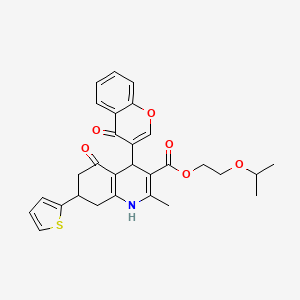 2-(propan-2-yloxy)ethyl 2-methyl-5-oxo-4-(4-oxo-4H-chromen-3-yl)-7-(thiophen-2-yl)-1,4,5,6,7,8-hexahydroquinoline-3-carboxylate