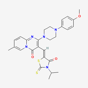 molecular formula C27H29N5O3S2 B11623047 3-[(Z)-(3-isopropyl-4-oxo-2-thioxo-1,3-thiazolidin-5-ylidene)methyl]-2-[4-(4-methoxyphenyl)piperazin-1-yl]-7-methyl-4H-pyrido[1,2-a]pyrimidin-4-one 