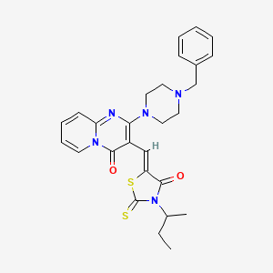 molecular formula C27H29N5O2S2 B11623076 2-(4-benzylpiperazin-1-yl)-3-[(Z)-(3-sec-butyl-4-oxo-2-thioxo-1,3-thiazolidin-5-ylidene)methyl]-4H-pyrido[1,2-a]pyrimidin-4-one 