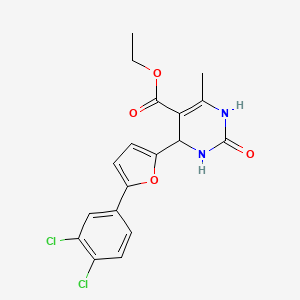 molecular formula C18H16Cl2N2O4 B11623097 Ethyl 4-[5-(3,4-dichlorophenyl)furan-2-yl]-6-methyl-2-oxo-1,2,3,4-tetrahydropyrimidine-5-carboxylate 