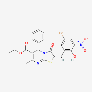 ethyl (2E)-2-(5-bromo-2-hydroxy-3-nitrobenzylidene)-7-methyl-3-oxo-5-phenyl-2,3-dihydro-5H-[1,3]thiazolo[3,2-a]pyrimidine-6-carboxylate