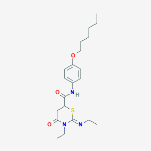 molecular formula C21H31N3O3S B11623130 (2Z)-3-ethyl-2-(ethylimino)-N-[4-(hexyloxy)phenyl]-4-oxo-1,3-thiazinane-6-carboxamide 