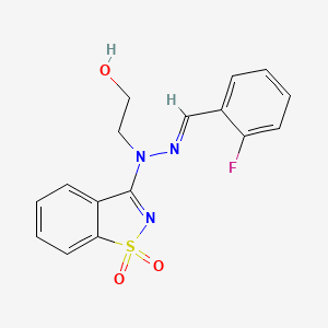 2-[(2E)-1-(1,1-dioxido-1,2-benzothiazol-3-yl)-2-(2-fluorobenzylidene)hydrazinyl]ethanol