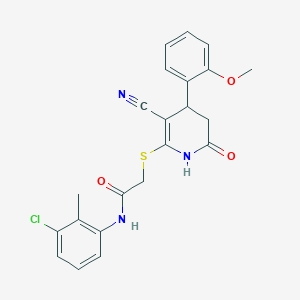 molecular formula C22H20ClN3O3S B11623178 N-(3-chloro-2-methylphenyl)-2-{[3-cyano-4-(2-methoxyphenyl)-6-oxo-1,4,5,6-tetrahydropyridin-2-yl]sulfanyl}acetamide 