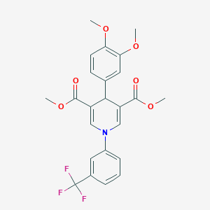 molecular formula C24H22F3NO6 B11623772 Dimethyl 4-(3,4-dimethoxyphenyl)-1-[3-(trifluoromethyl)phenyl]-1,4-dihydropyridine-3,5-dicarboxylate 