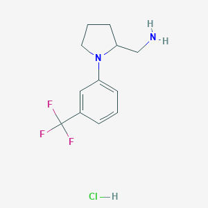 molecular formula C12H16ClF3N2 B116242 (+-)-1-(3-(Trifluoromethyl)phenyl)-2-pyrrolidinemethanamine monohydrochloride CAS No. 142469-77-0