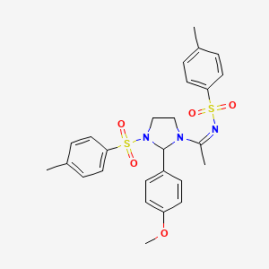 N-[(1Z)-1-{2-(4-methoxyphenyl)-3-[(4-methylphenyl)sulfonyl]imidazolidin-1-yl}ethylidene]-4-methylbenzenesulfonamide